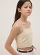 Girls' slim fit beige short top in linen and cotton blend_0