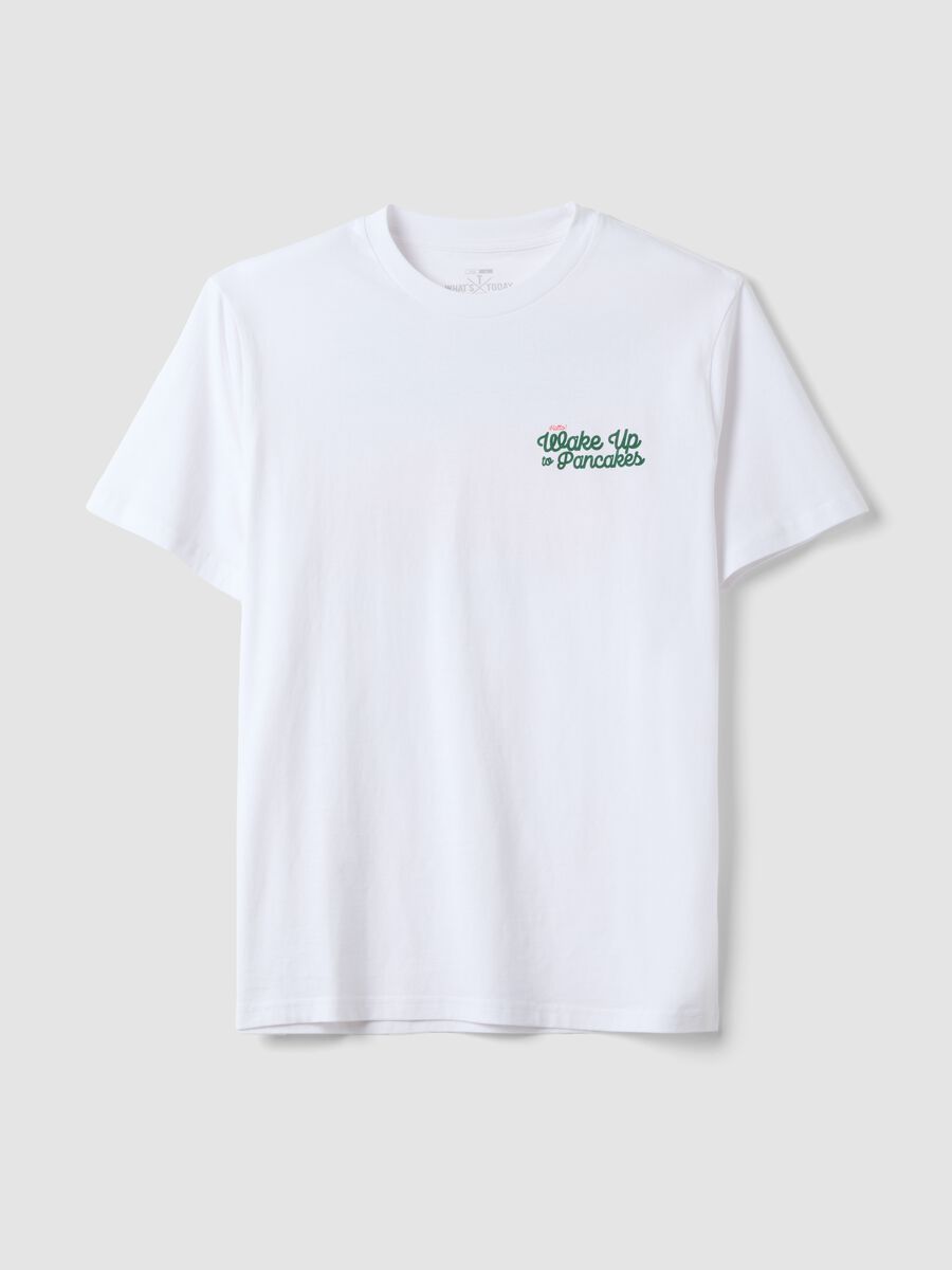 White pure cotton jersey T-shirt with print, regular fit_4