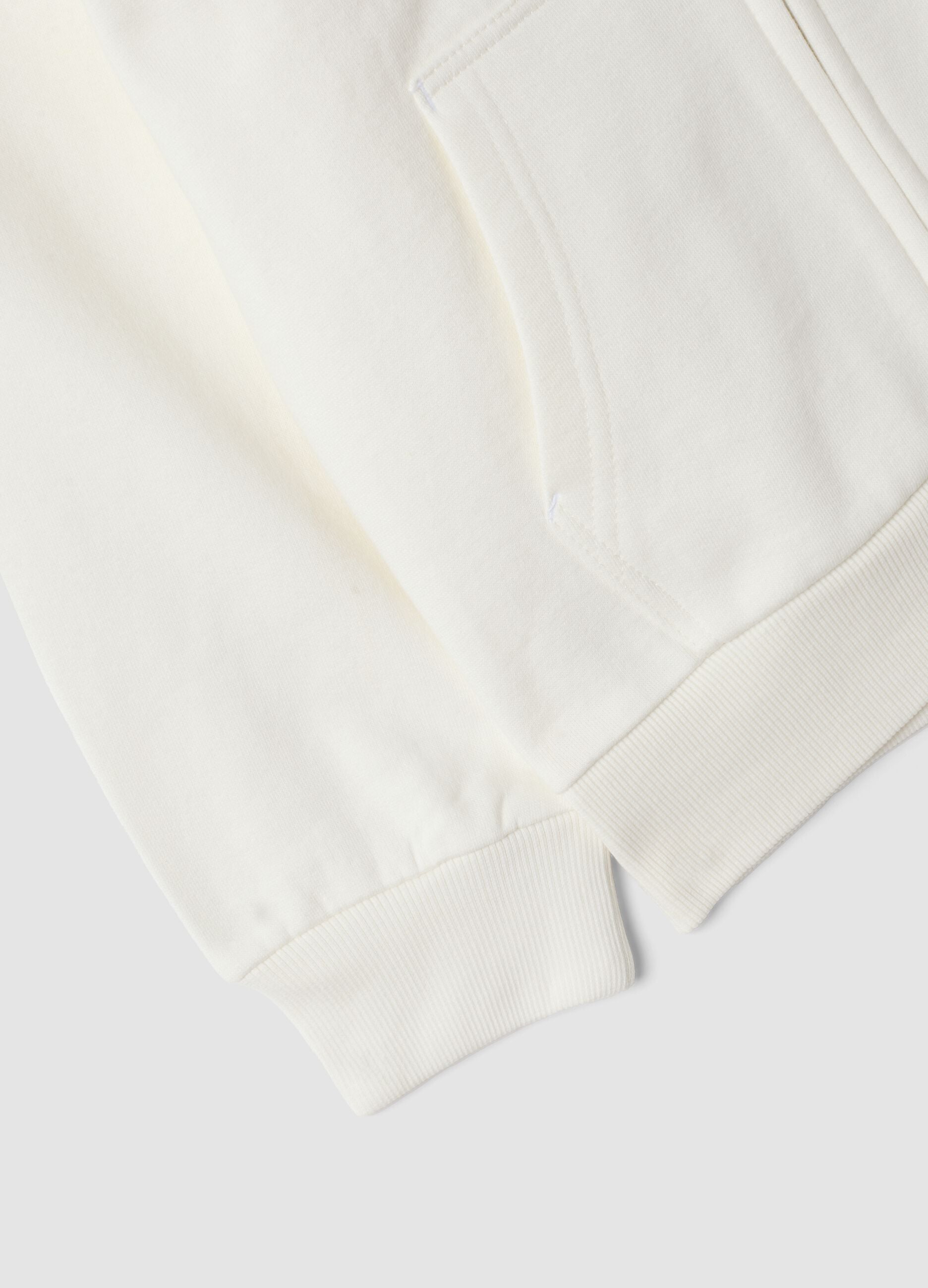 White pure cotton hooded sweatshirt with logo for boys, regular fit