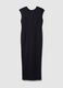 Sleeveless blue viscose blend slim fit dress with zip_4