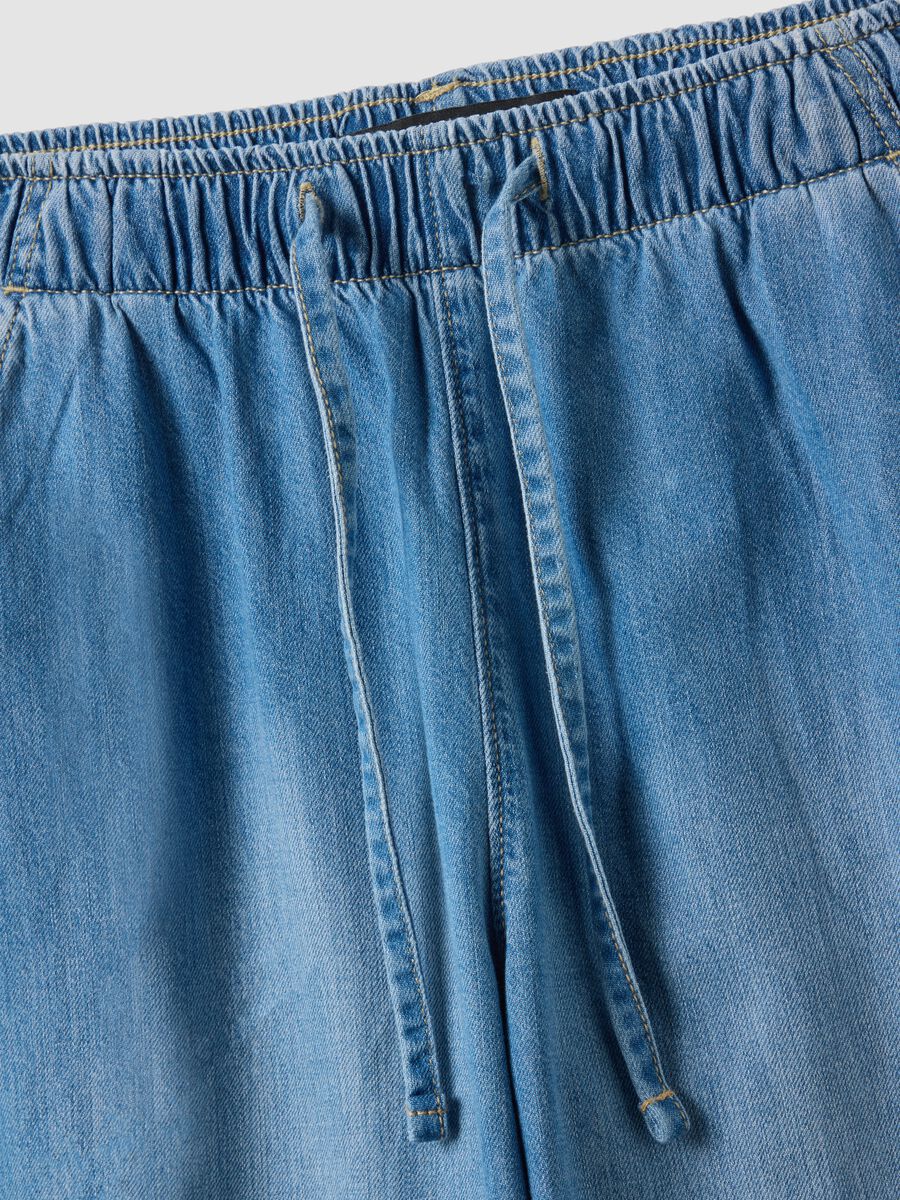 Jeans denim blu in puro cotone wide leg_5