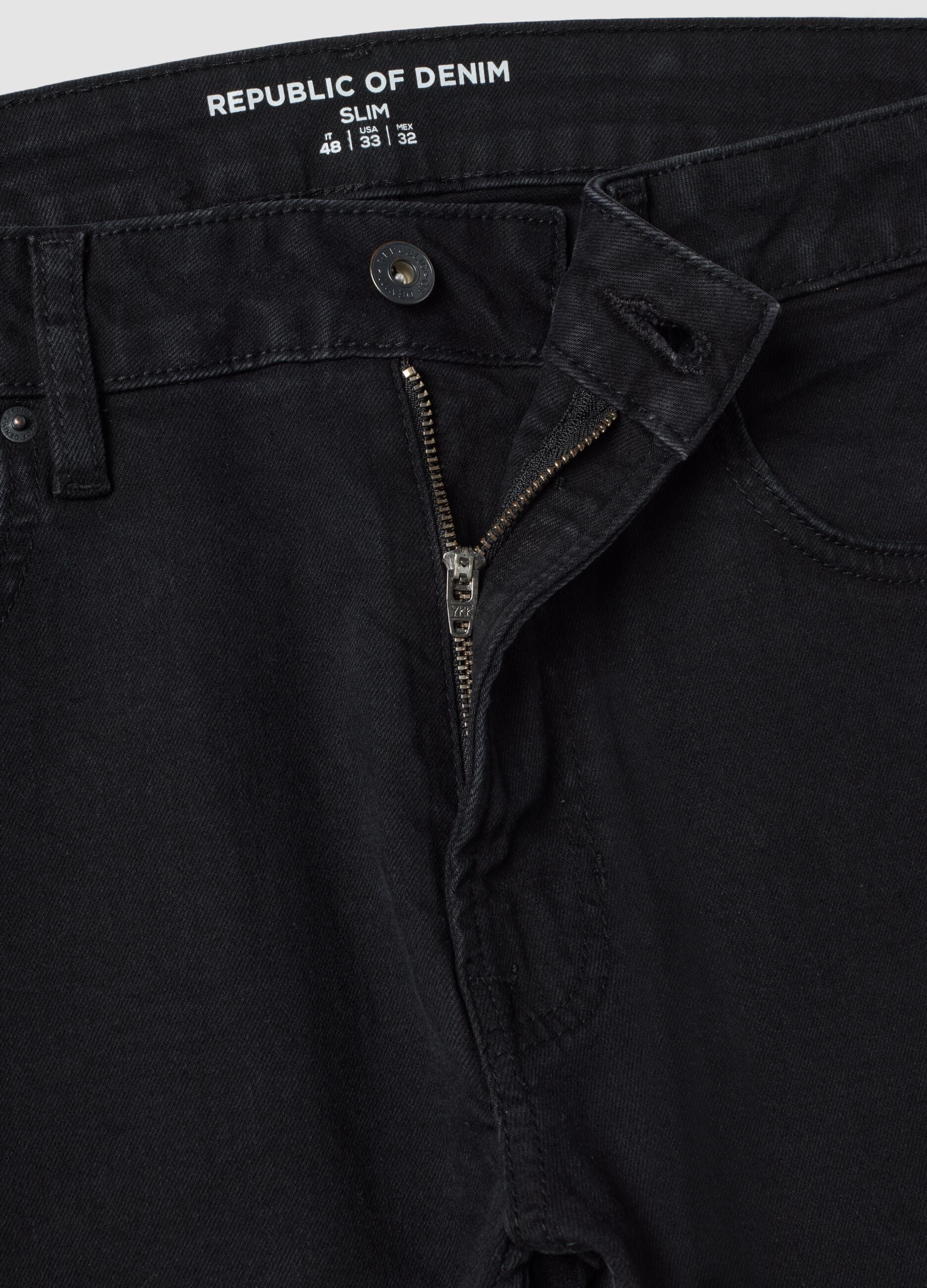 Black stretch cotton slim-fit denim jeans