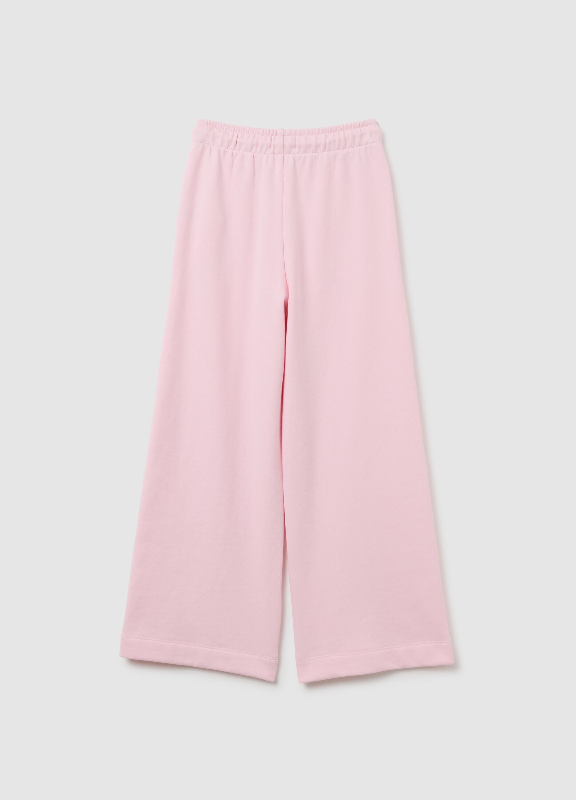 Girls' pink wide leg jogger trousers in pure cotton