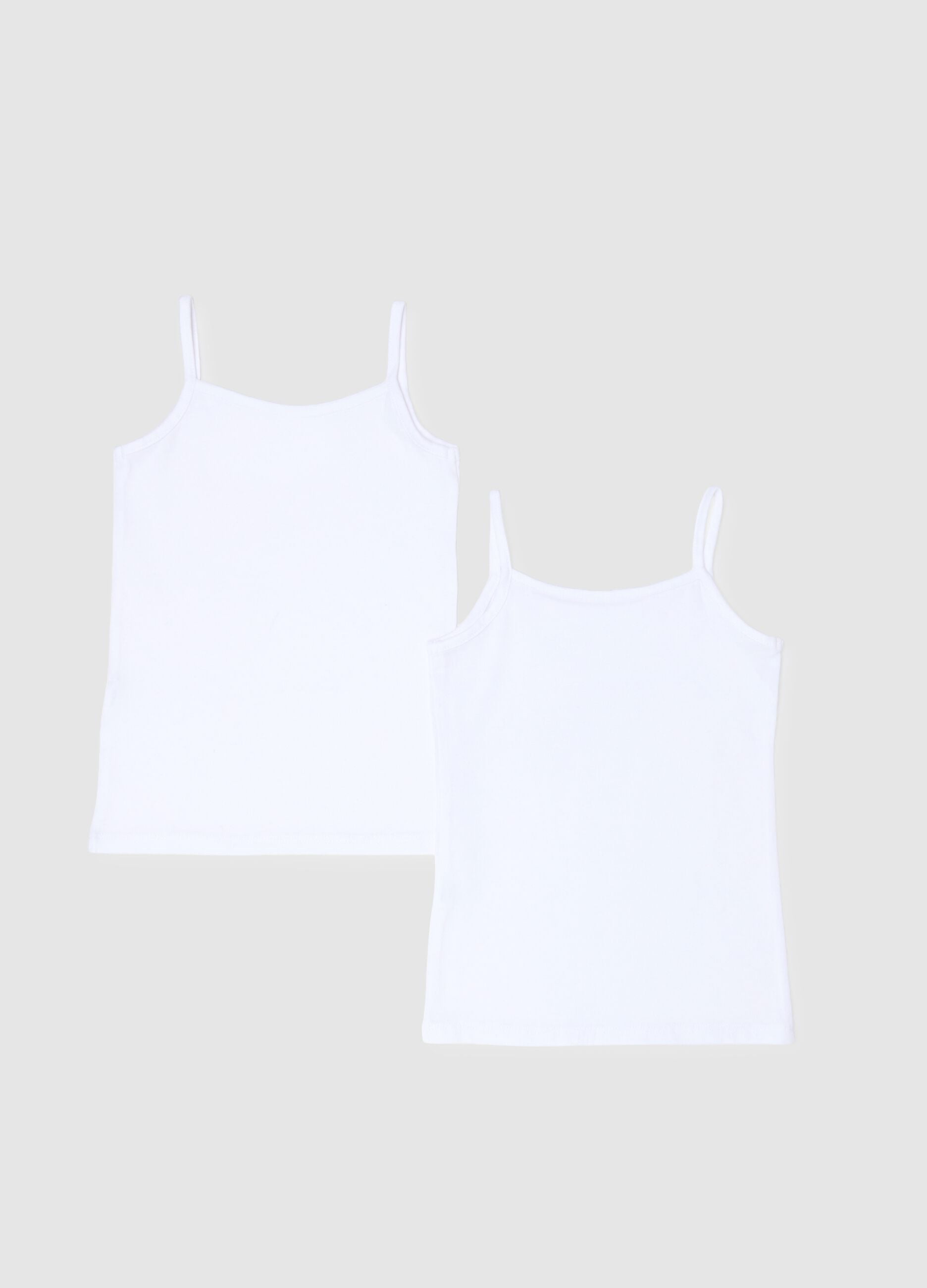 White stretch cotton girl's tank top twin pack regular fit