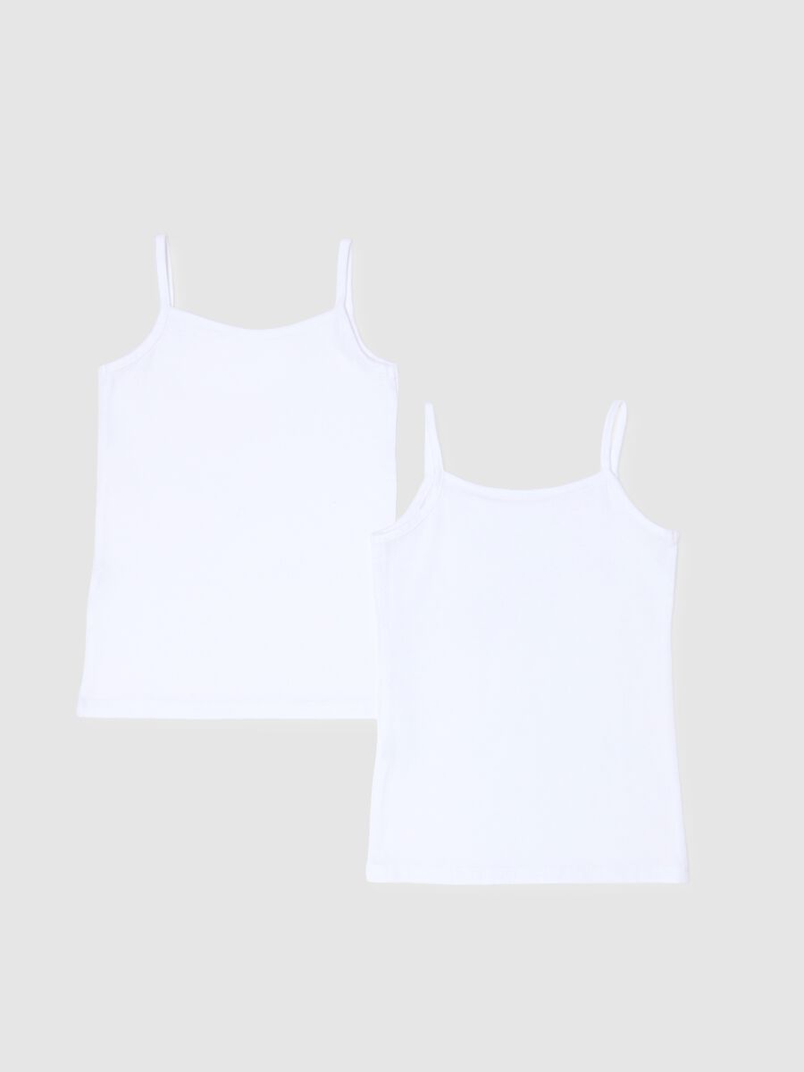White stretch cotton girl's tank top twin pack regular fit_1