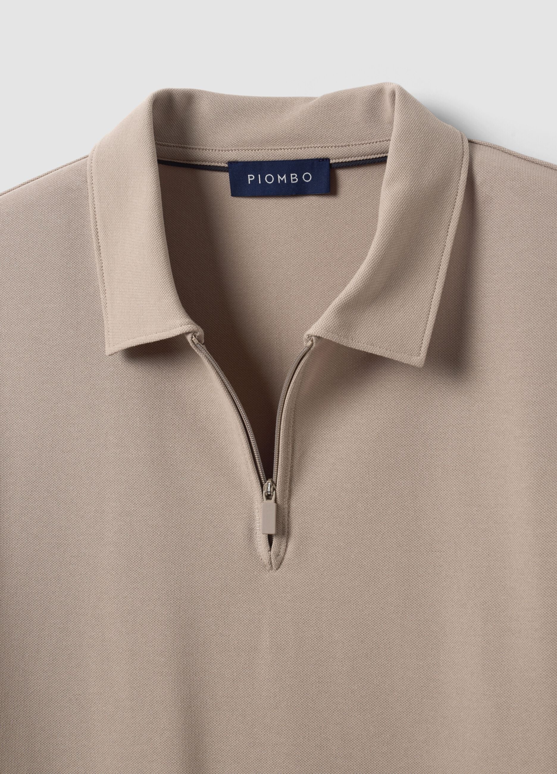 Grey stretch cotton-blend piqu&eacute; polo shirt, Easy Dry, regular fit