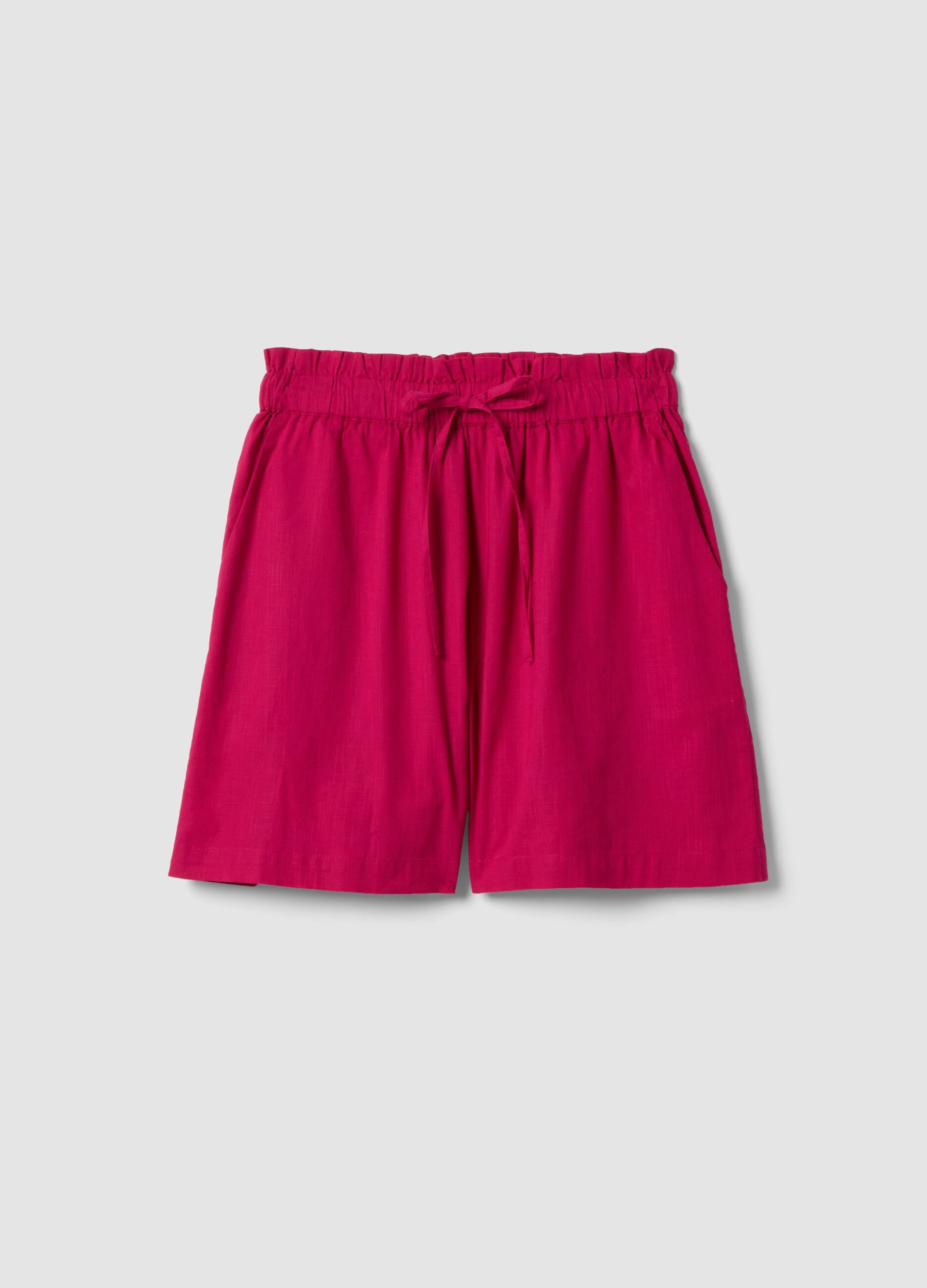 Pink 100% cotton shorts, regular fit
