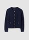 Blue pure cotton crew-neck knit cardigan_4