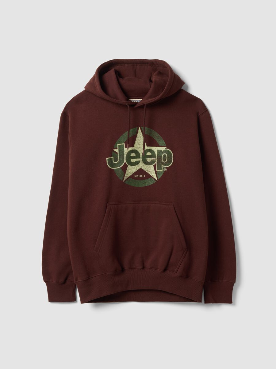 Felpa marrone in misto cotone con cappuccio e stampa Jeep relaxed fit_4