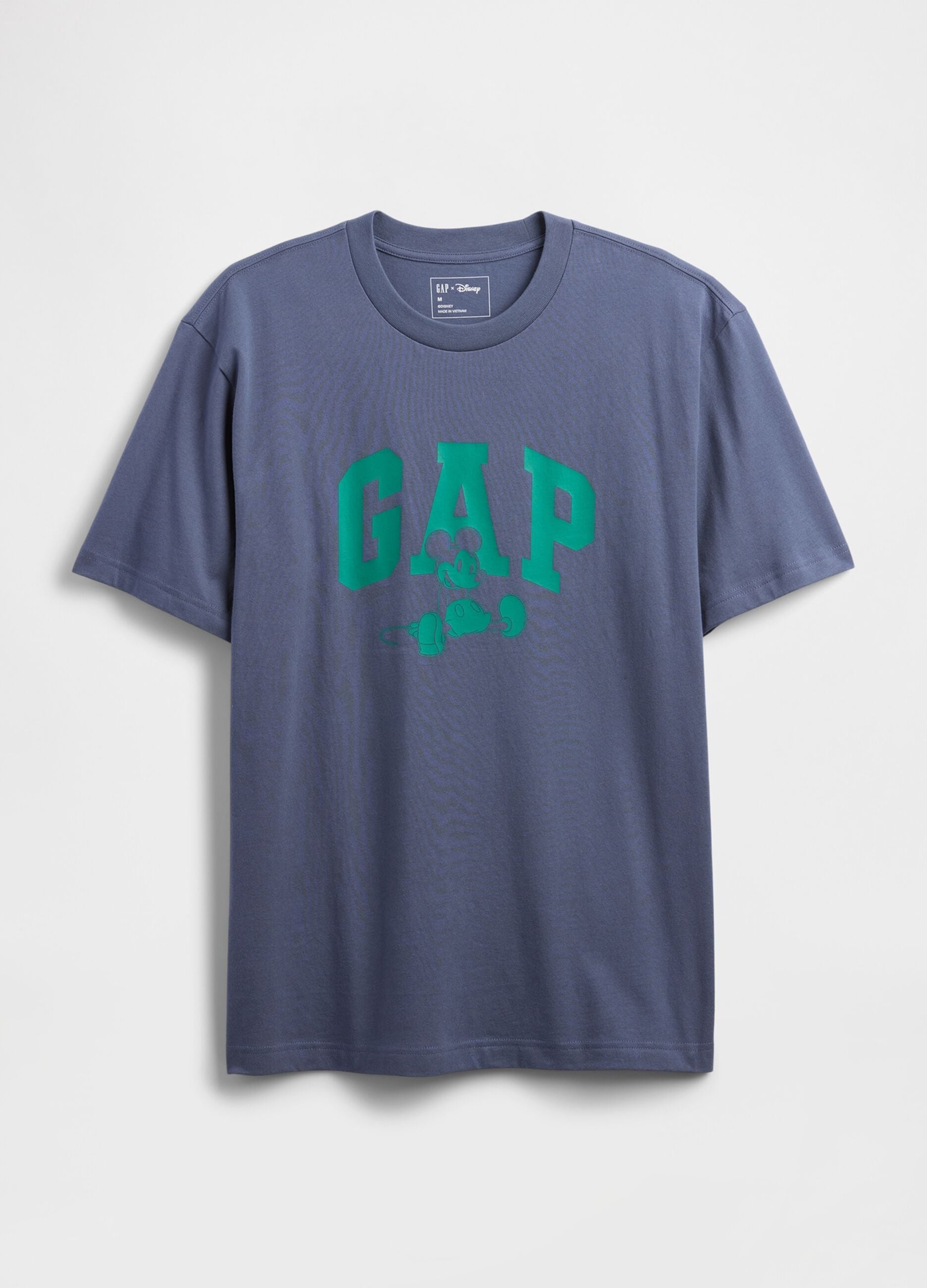 Short-sleeve blue cotton blend t-shirt