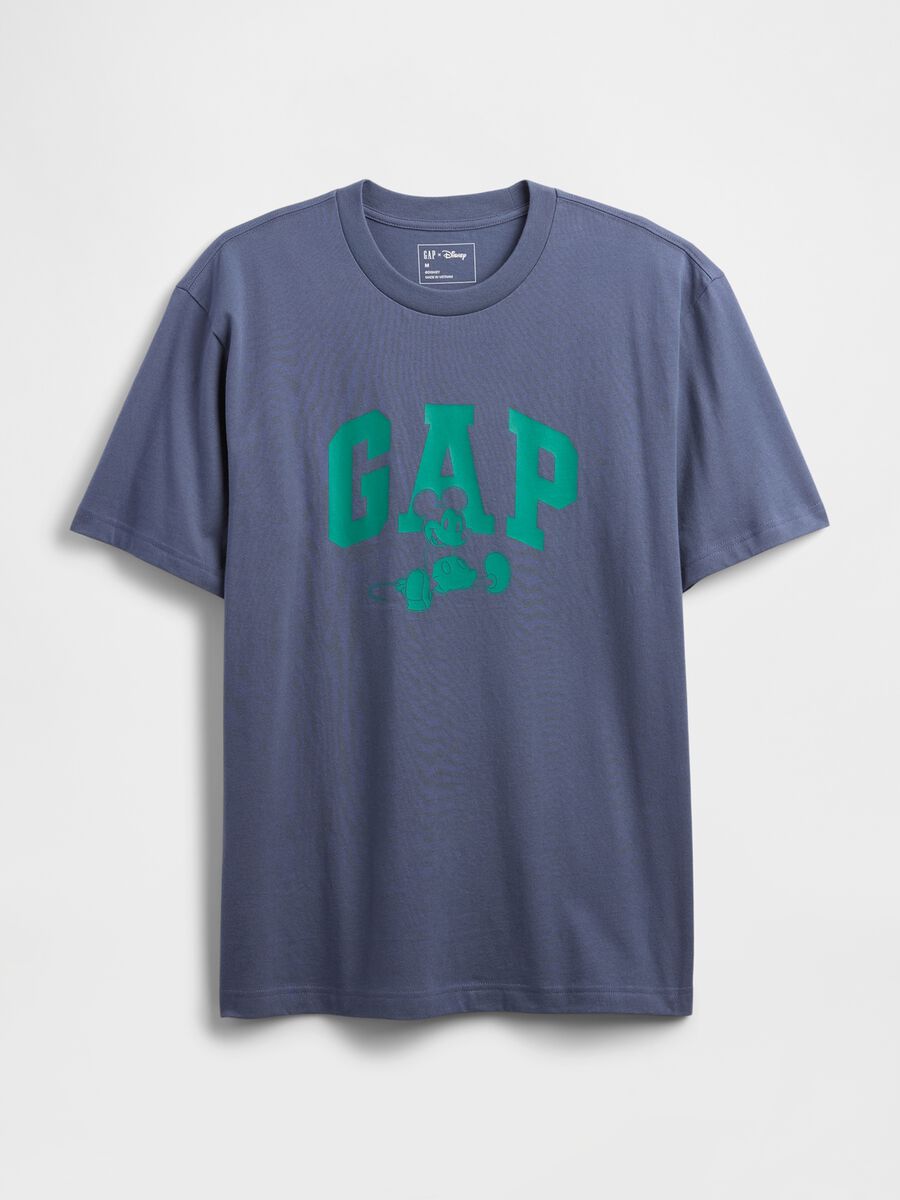 Short-sleeve blue cotton blend t-shirt_3