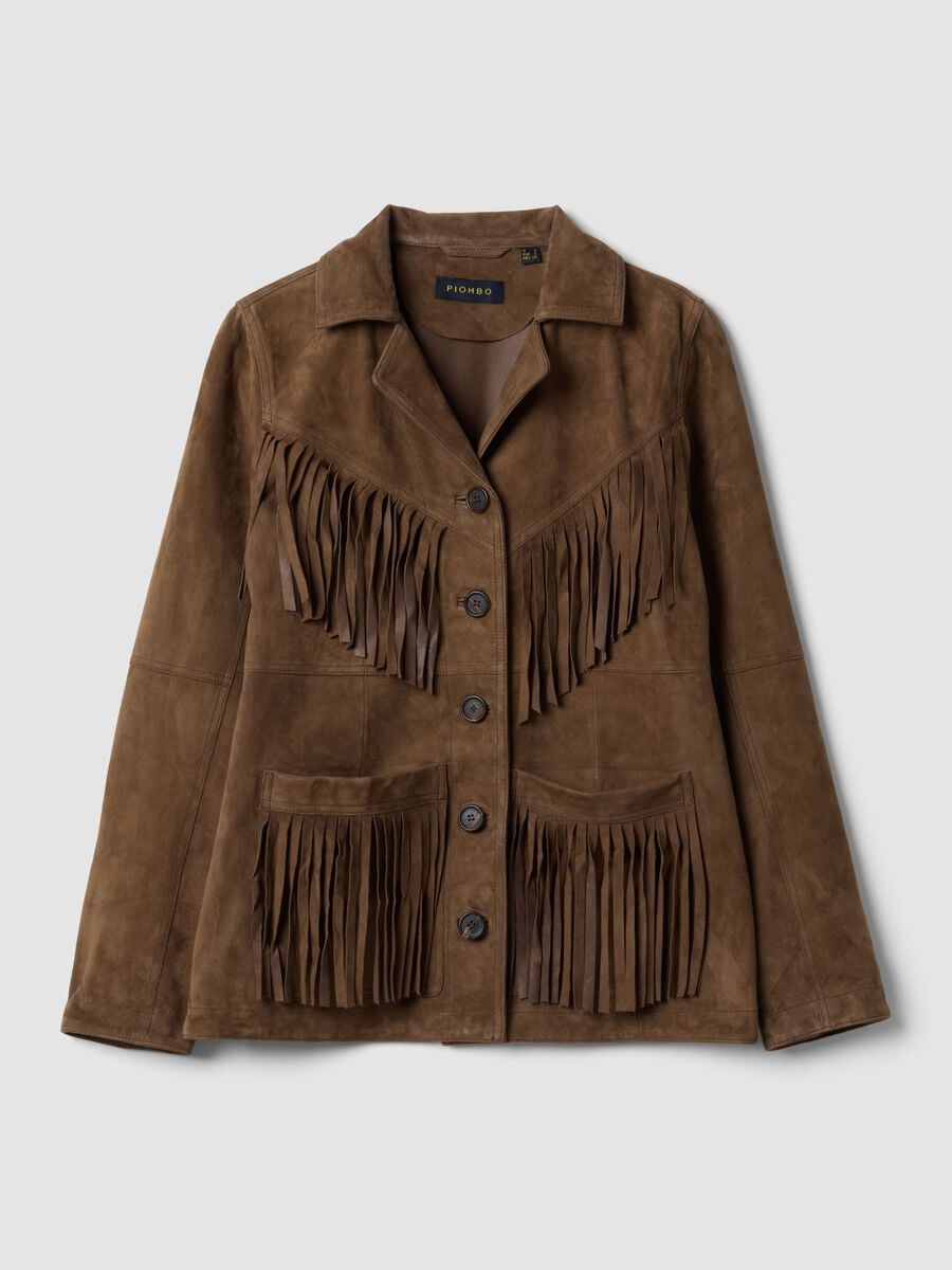 Brown fringed genuine leather jacket &ndash; regular fit_0