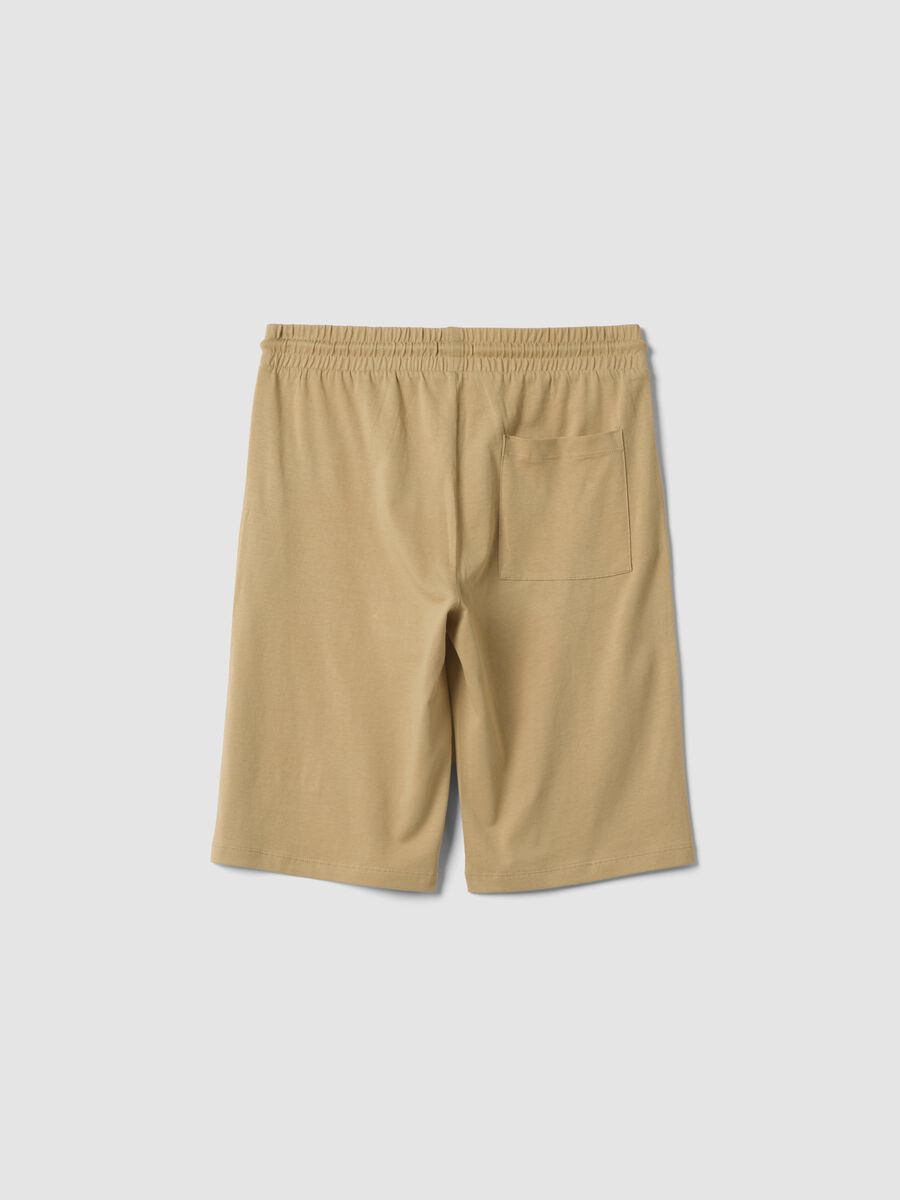 Pantaloni corti in puro cotone beige da ragazzo regular fit_4