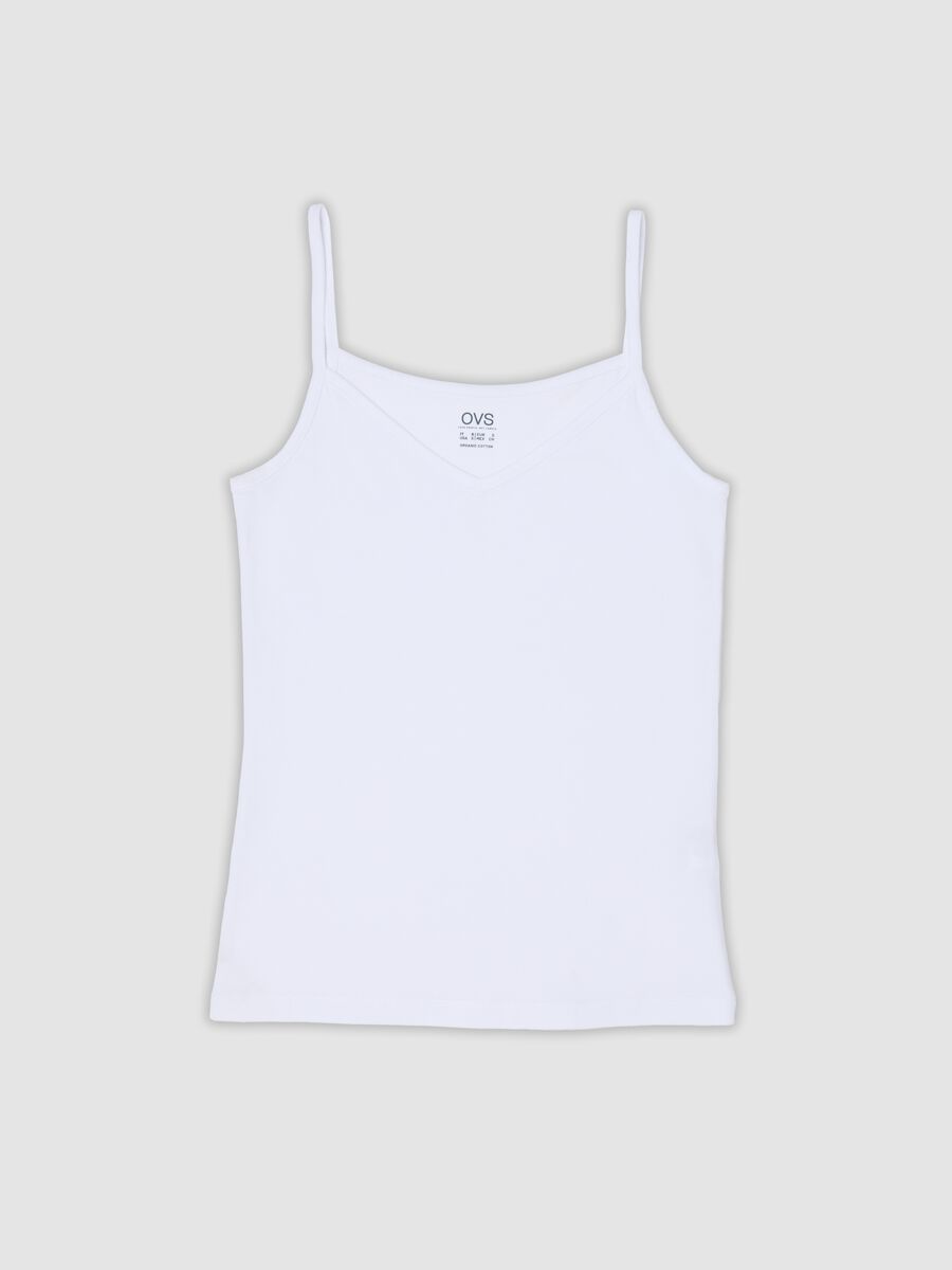 White stretch cotton vest top, regular fit_0