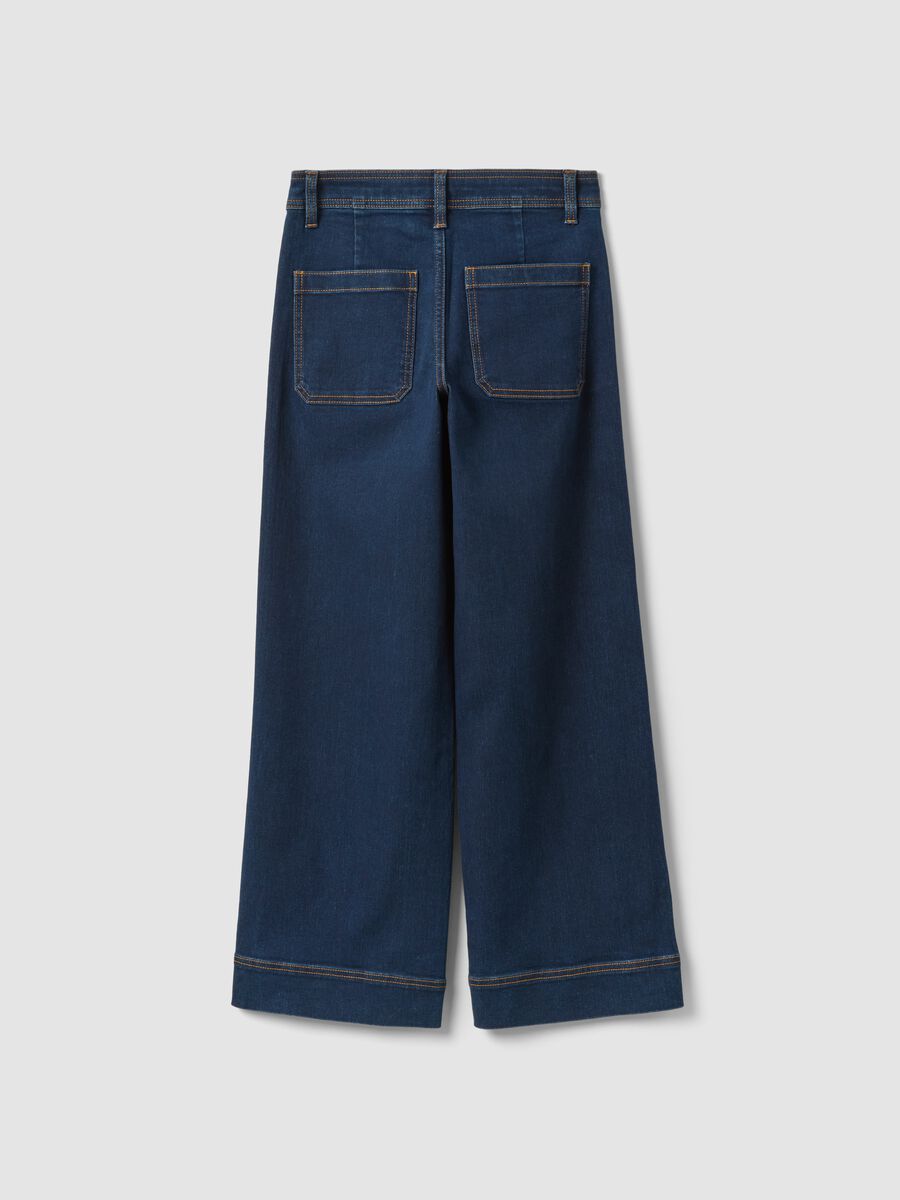 Blue wide-leg jeans in stretch cotton_5