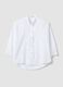 Camicia bianca traforata in puro cotone con collo coreano regular fit_4