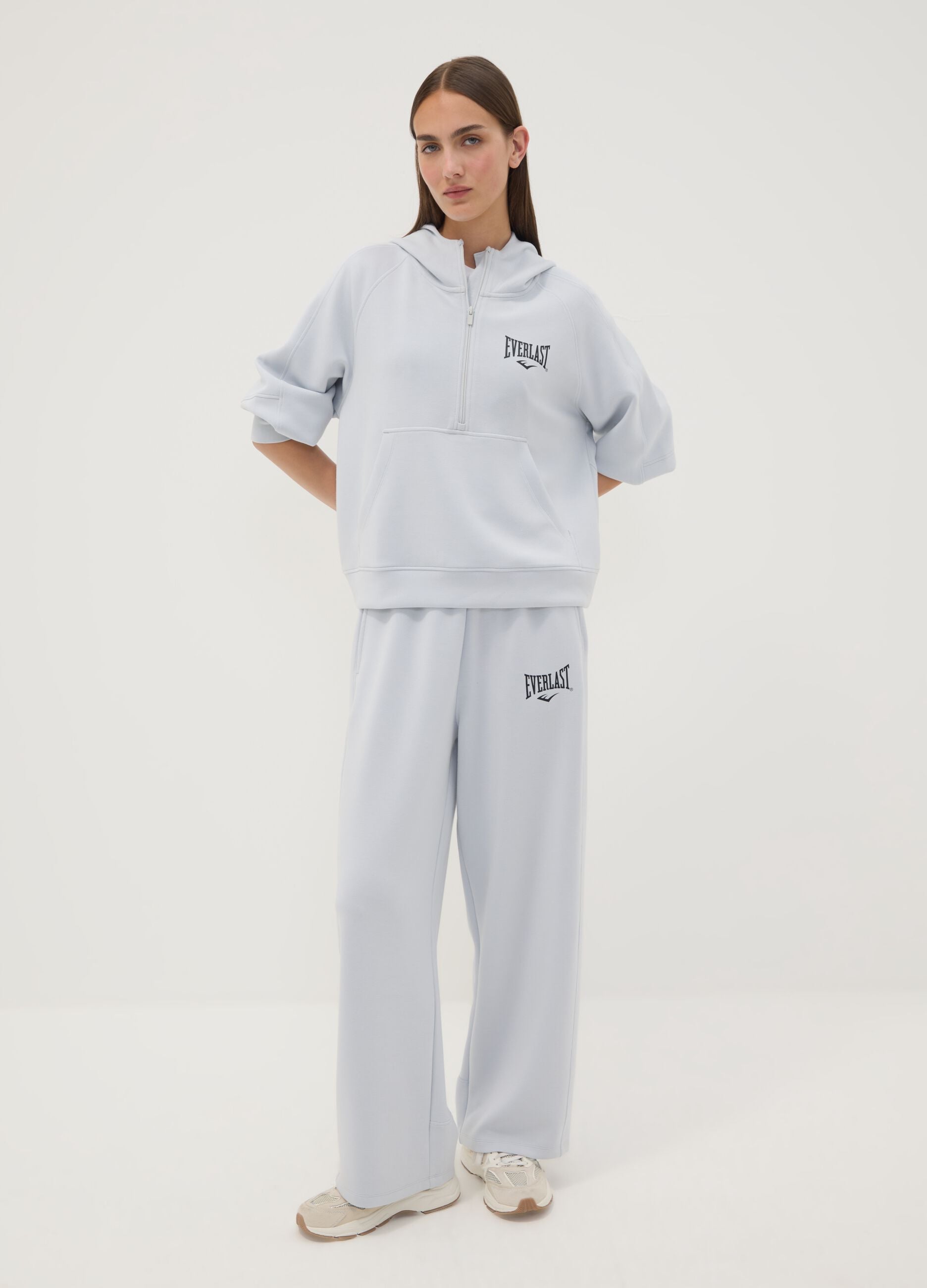 Grey stretch viscose jersey hoodie