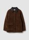 Brown regular-fit shacket with contrast collar_0