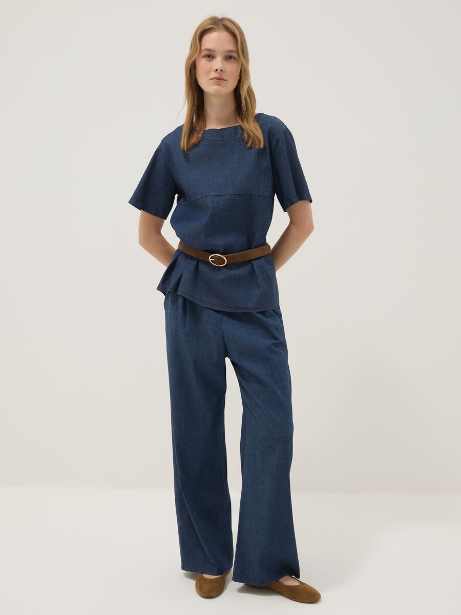 Blue stretch cotton blouse_2