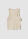Beige fitted cotton-stretch printed vest top for girls_4