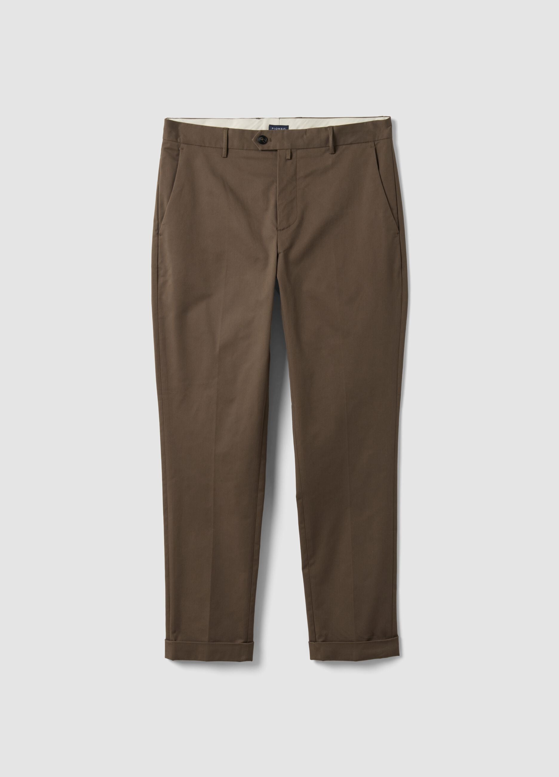 Brown regular-fit stretch cotton twill chino trousers