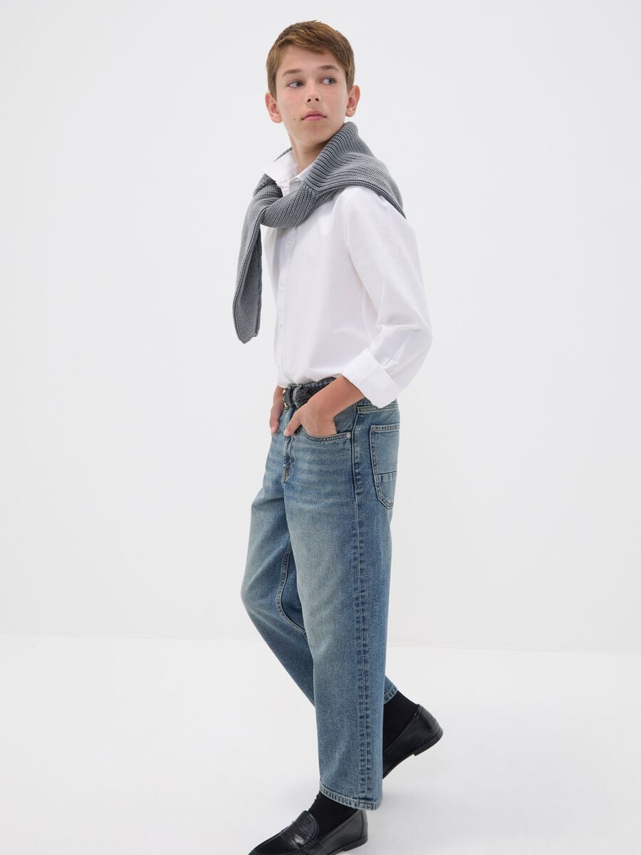 100% cotton denim jeans with elasticated waist, skater fit for boys_1