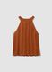 Regular fit orange pure cotton tank top with mesh texture_4