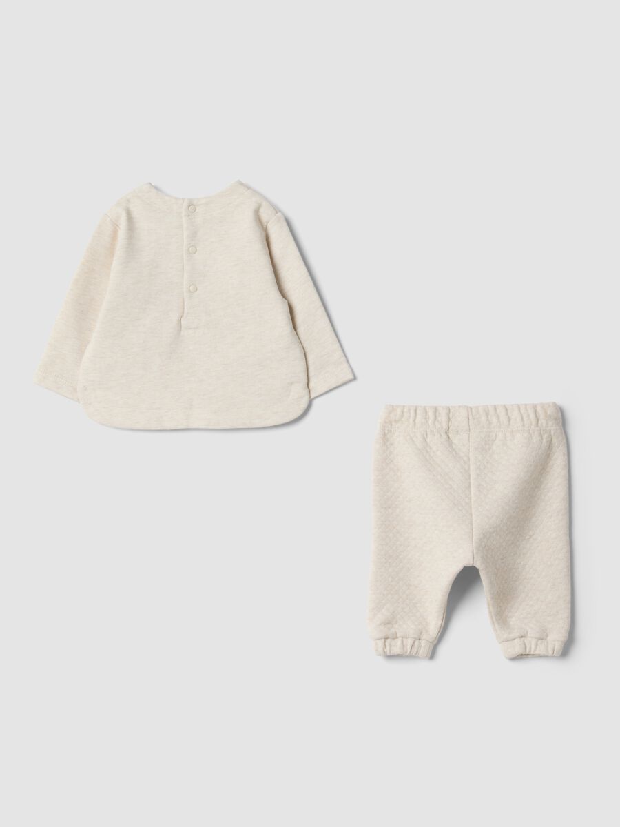 Completo beige in misto cotone organico due pezzi per neonato_1