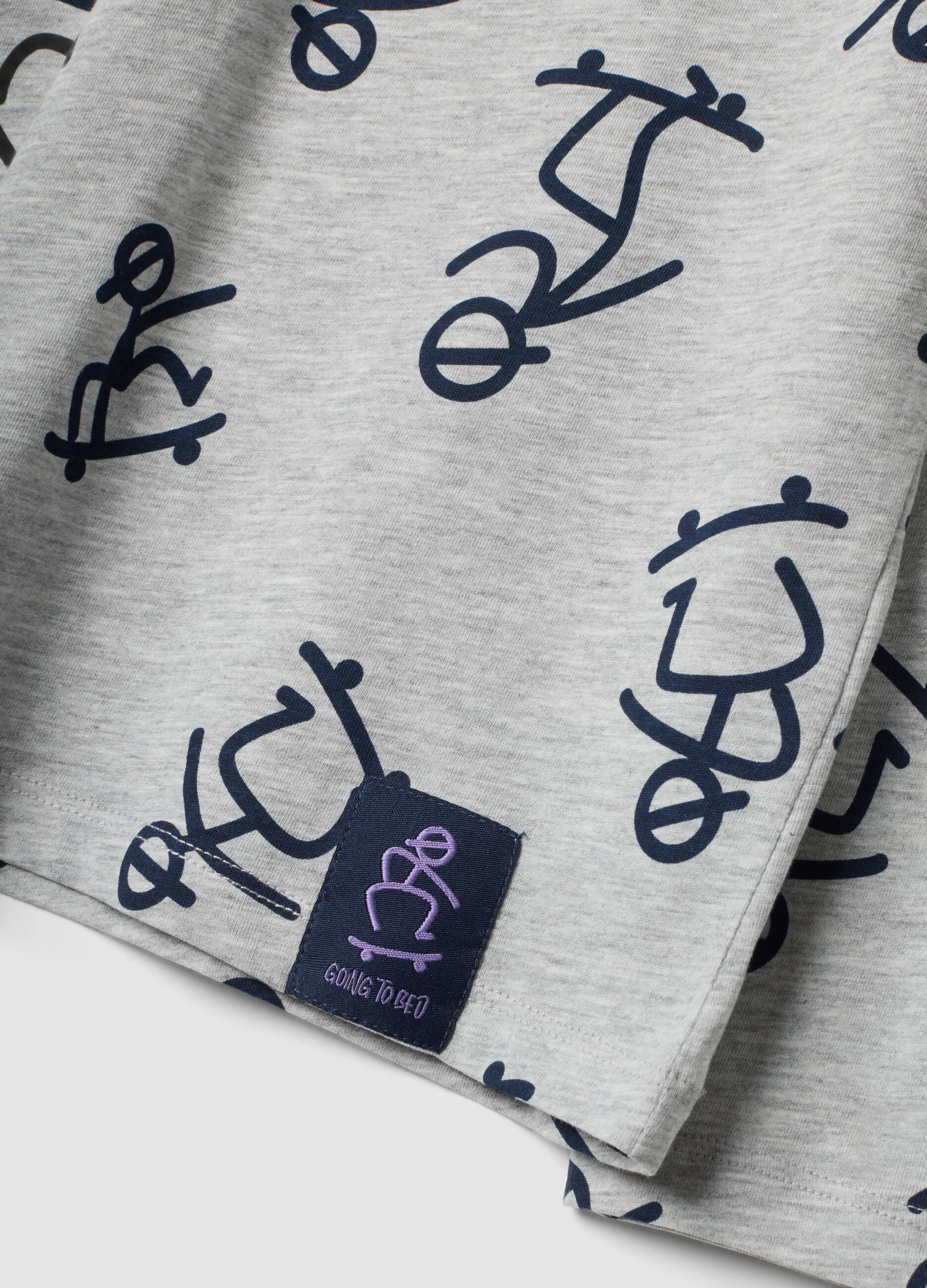 Grey organic cotton-blend pyjamas with all-over print for boys