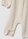 Beige organic stretch cotton sleepsuit with buttons for baby girl_2