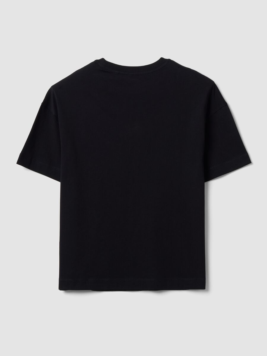 Black oversized pure cotton short-sleeve T-shirt_1