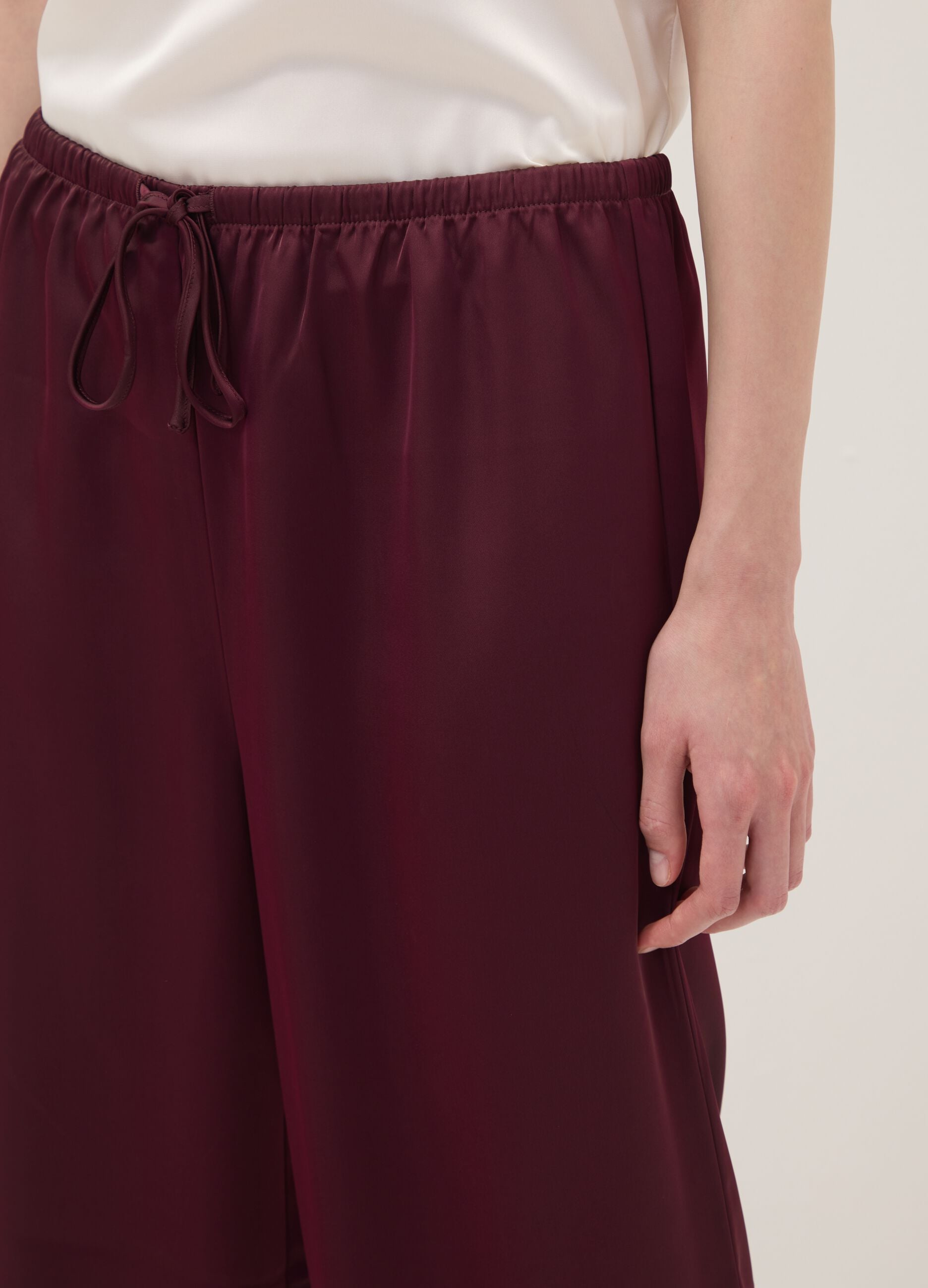 Red wide-leg trousers with regular waist