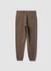 Brown cotton-blend jogger trousers, regular fit_1