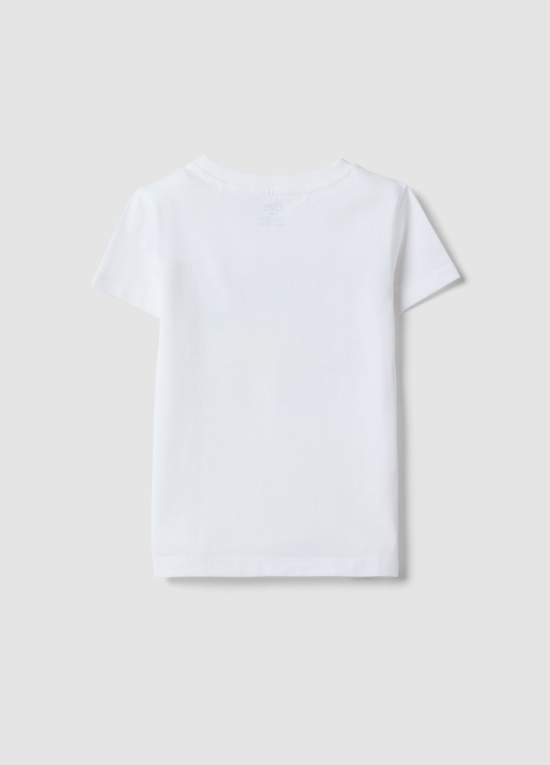 Girls' white pure cotton T-shirt with fruit print, regular fit