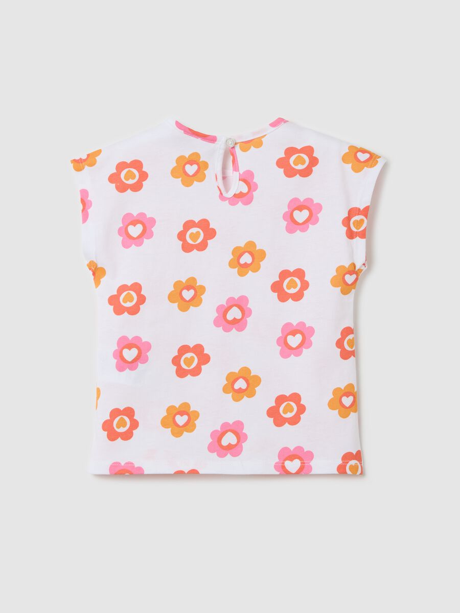 T-shirt bianca smanicata in cotone con stampa _1