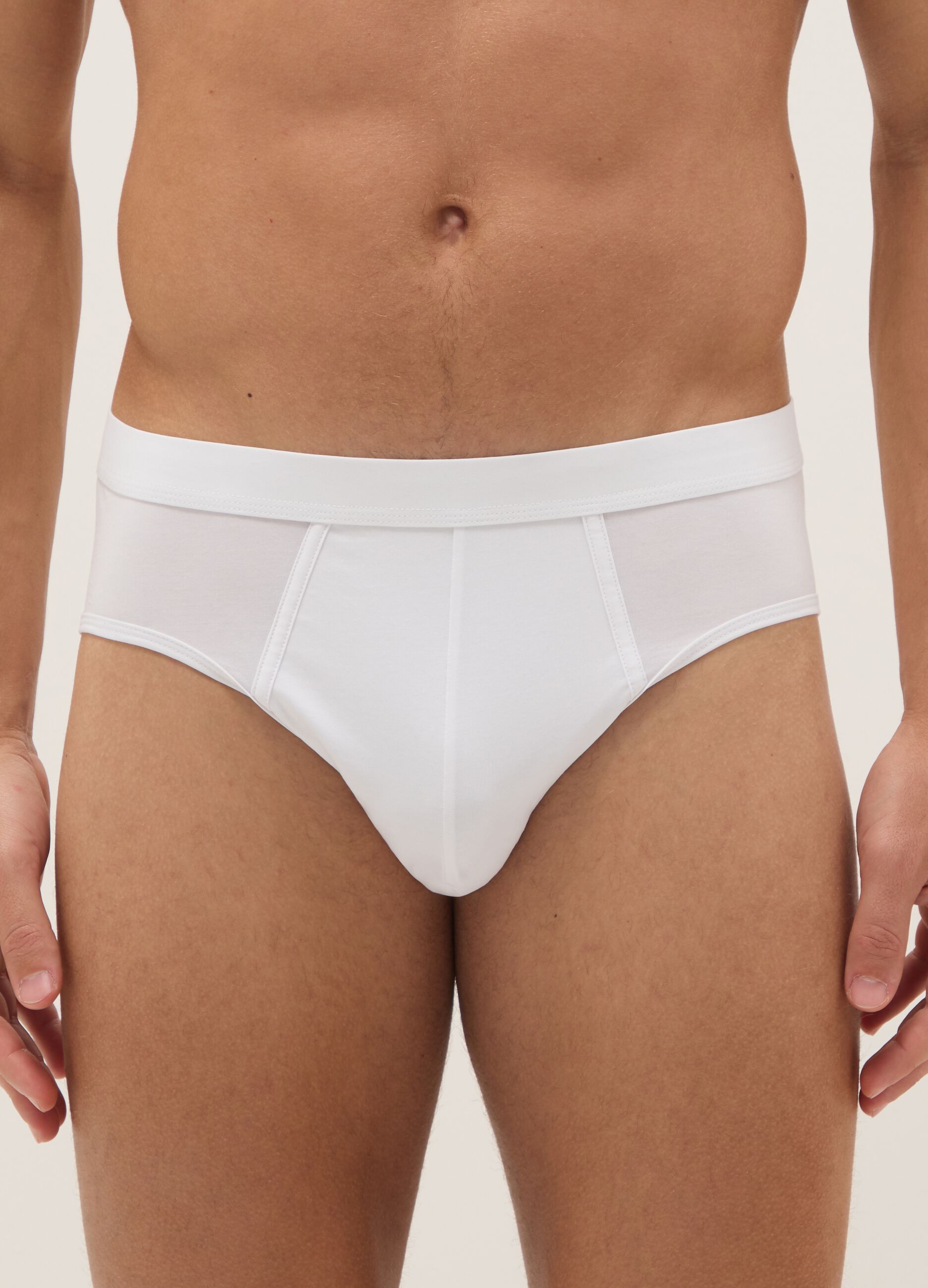 2-pack white briefs, regular fit, in mercerised cotton