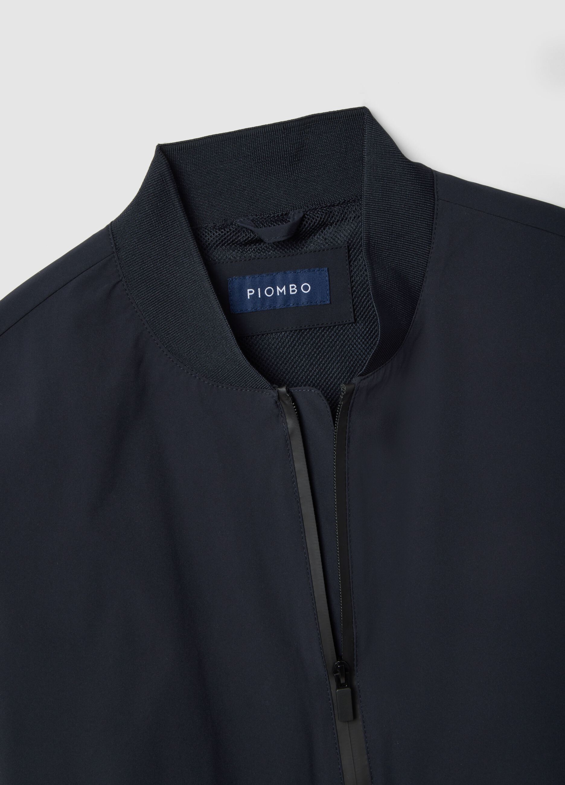 Blue regular fit bomber jacket with full zip