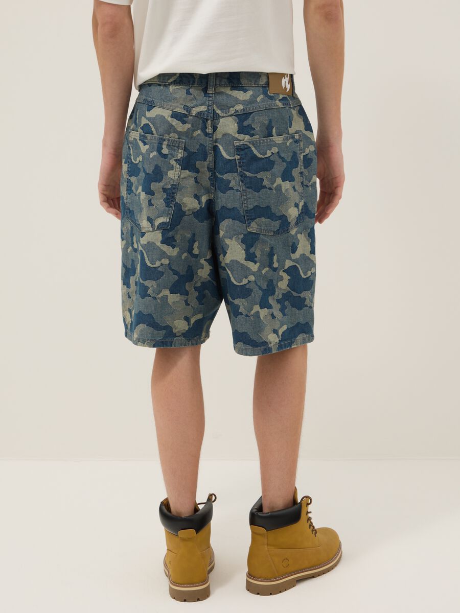 Blue pure cotton denim skater-fit shorts_2