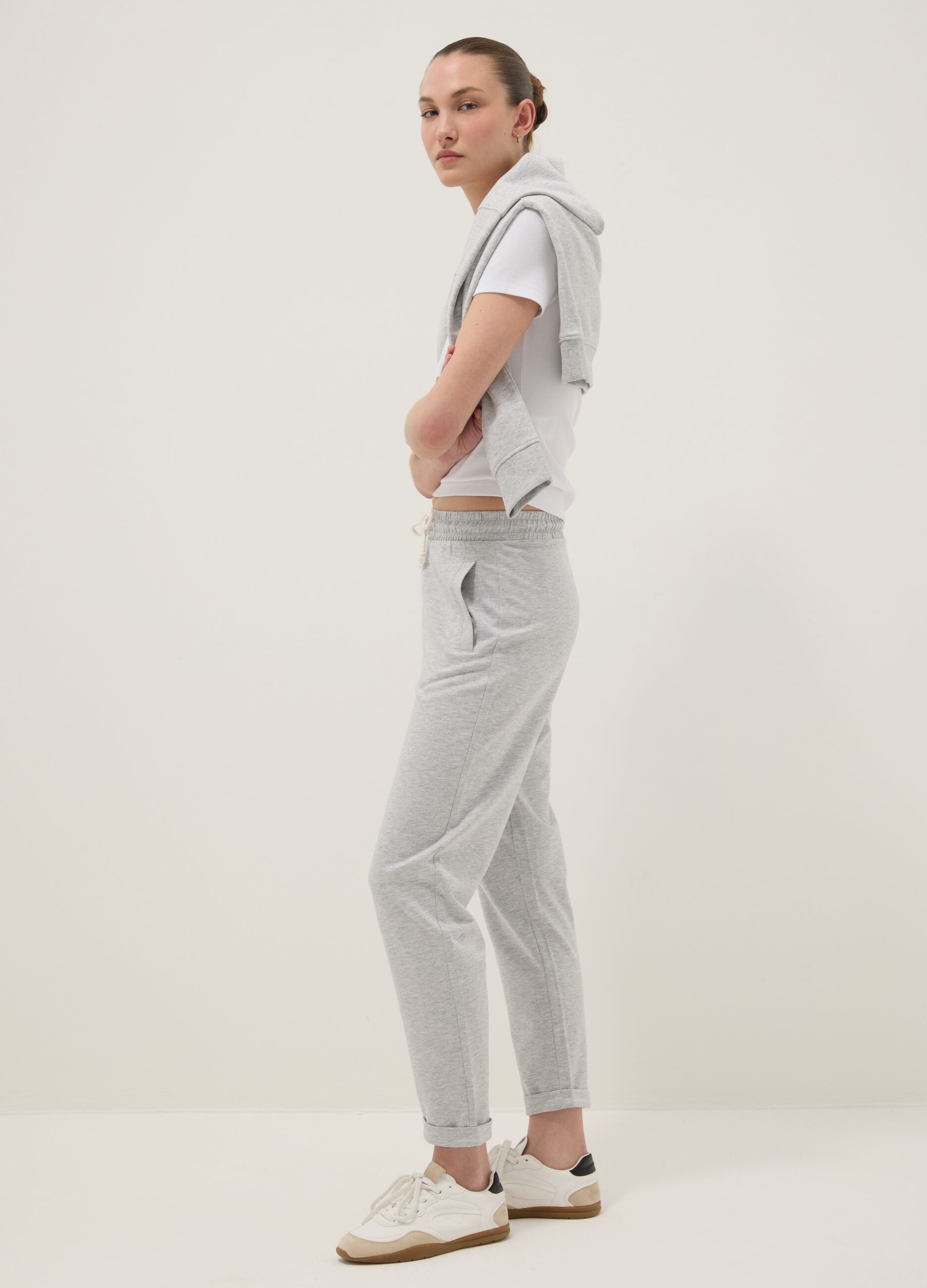 Grey pure cotton joggers, regular fit
