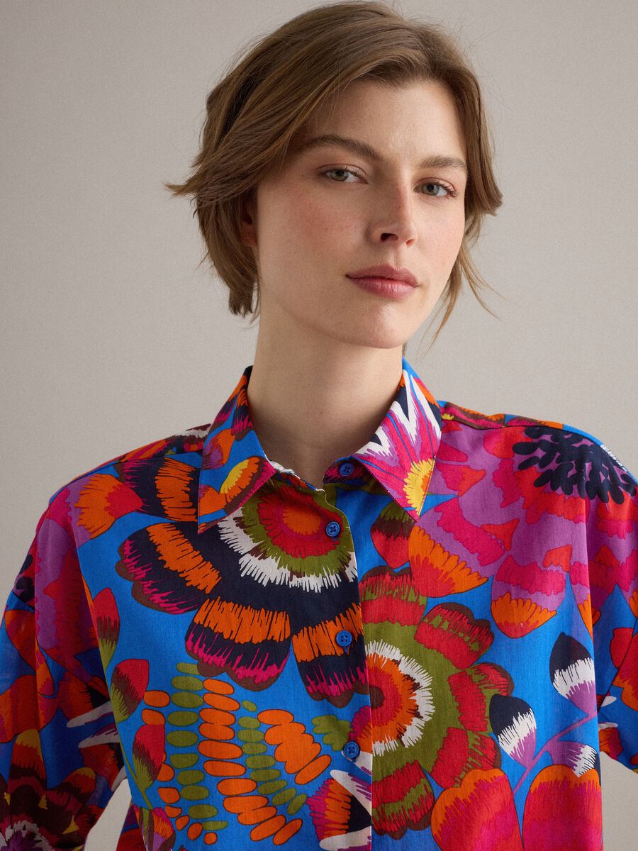 Multicoloured pure cotton crop shirt_2