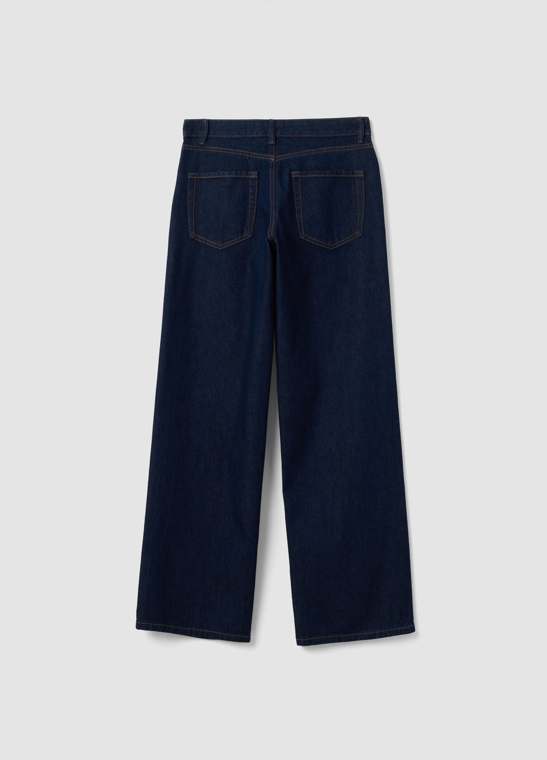 Blue denim wide-leg jeans in pure cotton