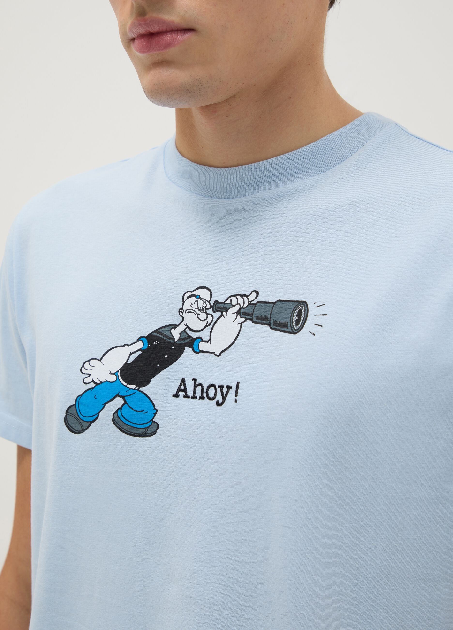 Blue pure cotton regular fit T-shirt with print
