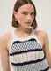 Fitted maxi dress in pure cotton with openwork knit and multicolour stripes_1