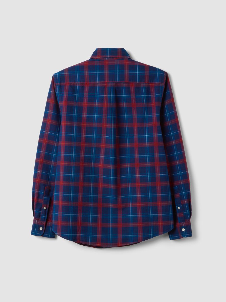 Blue checked Oxford shirt in pure cotton, regular fit_6
