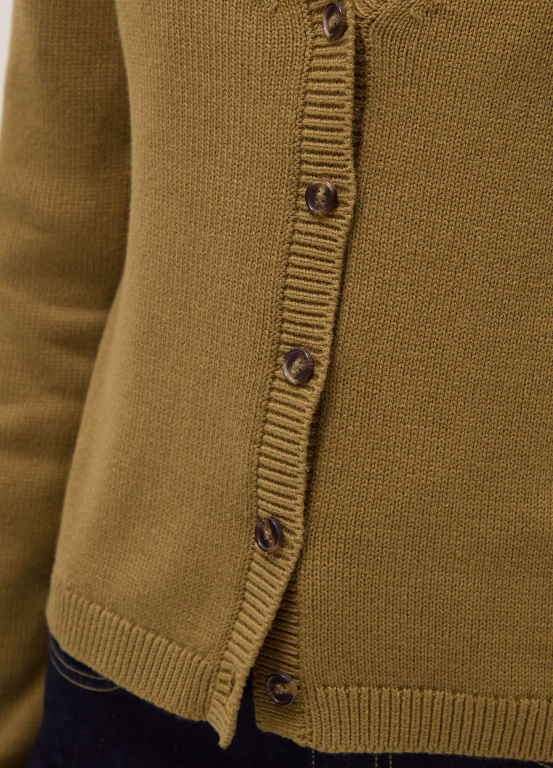 Green V-neck cardigan in pure cotton with regular fit