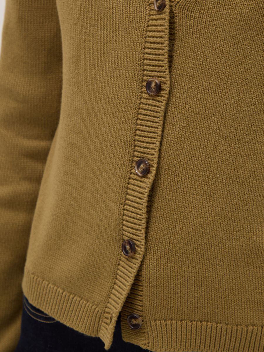 Green V-neck cardigan in pure cotton with regular fit_3