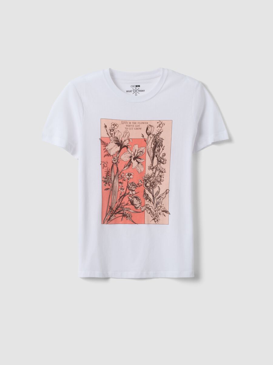 White pure cotton regular fit T-shirt with print_4
