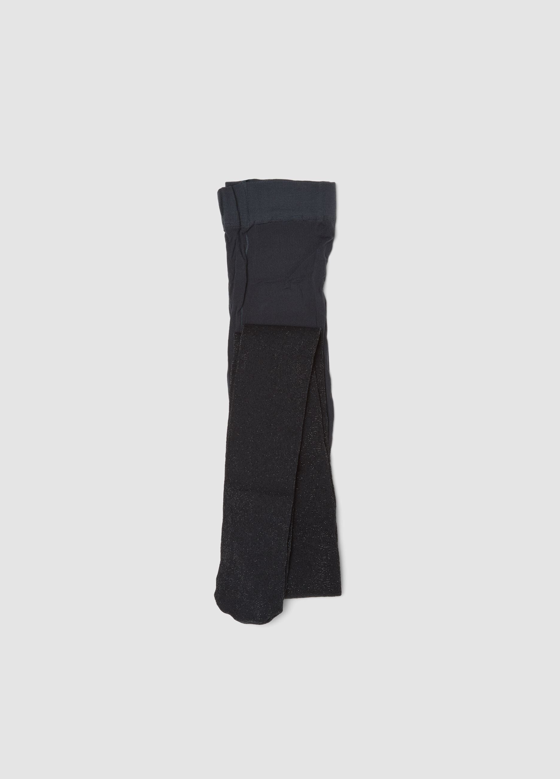 Collant blu in tessuto elasticizzato con fili luminosi