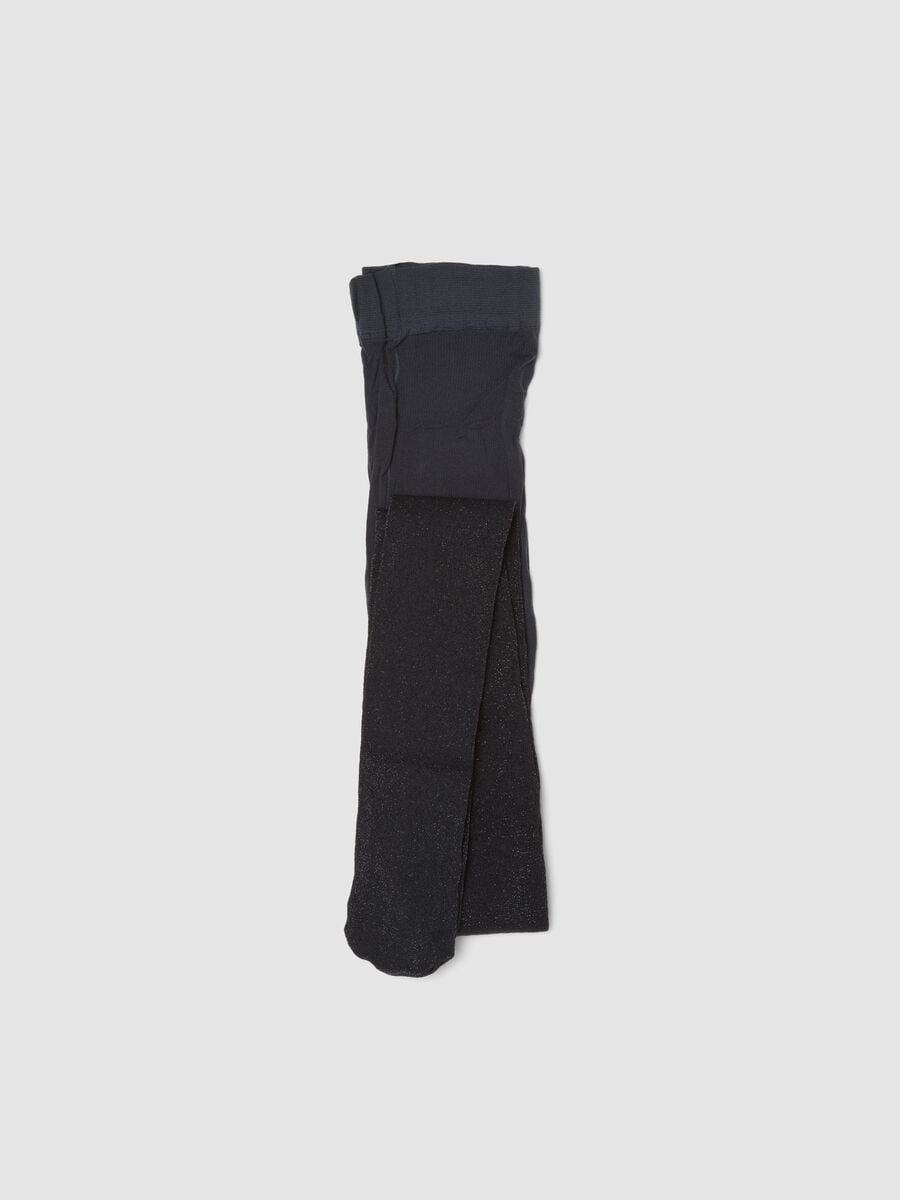 Collant blu in tessuto elasticizzato con fili luminosi_0