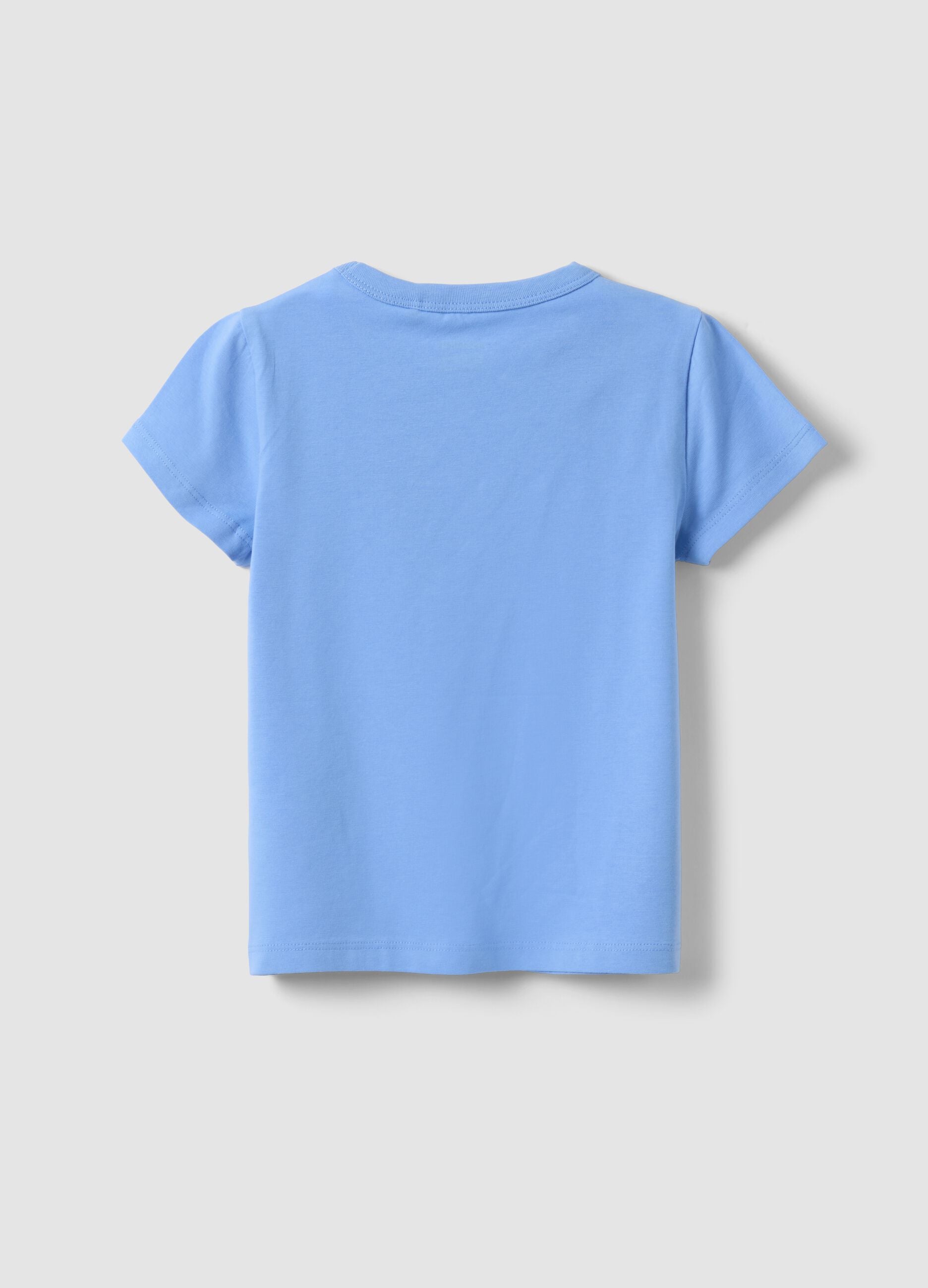 Girls' light blue stretch cotton T-shirt, regular fit